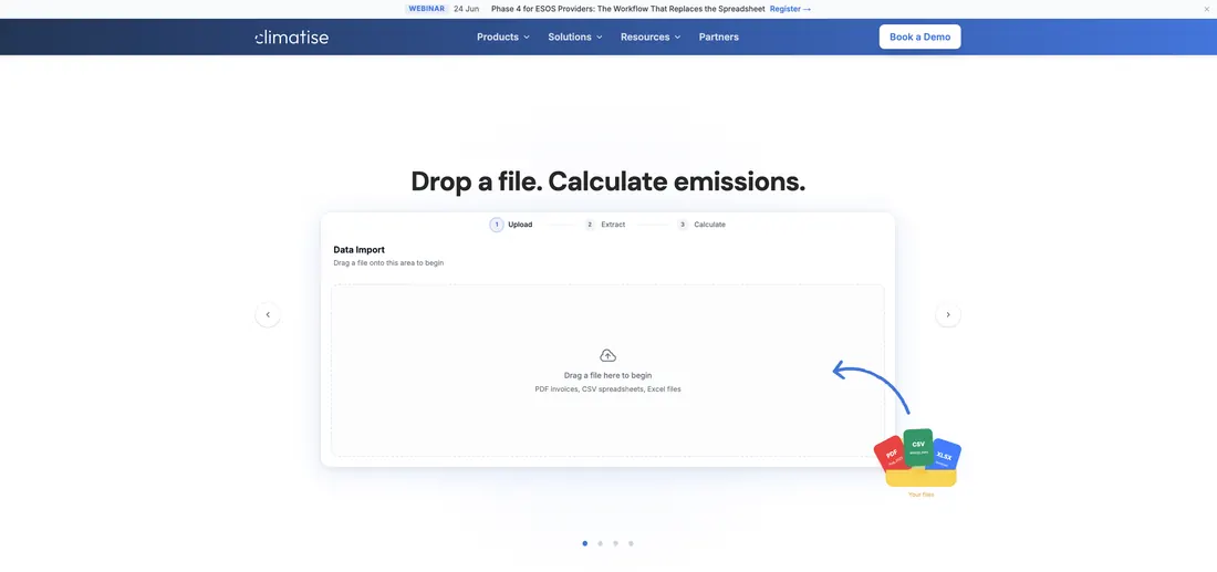 Climatise carbon reporting software — platform home page
