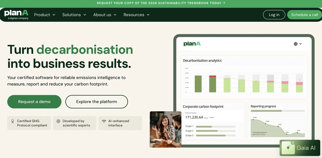 Plan A carbon reporting software — platform home page
