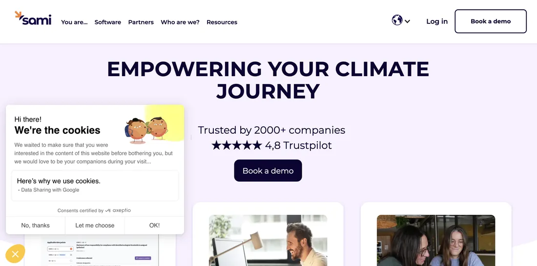 Sami carbon reporting software — platform home page