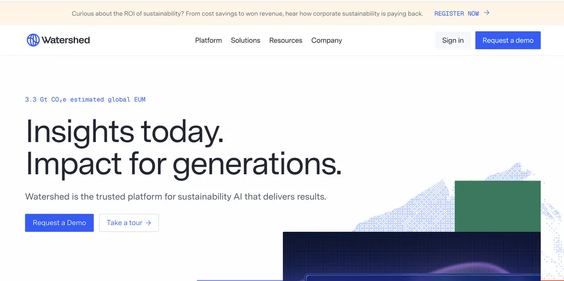 Watershed carbon reporting software — platform home page