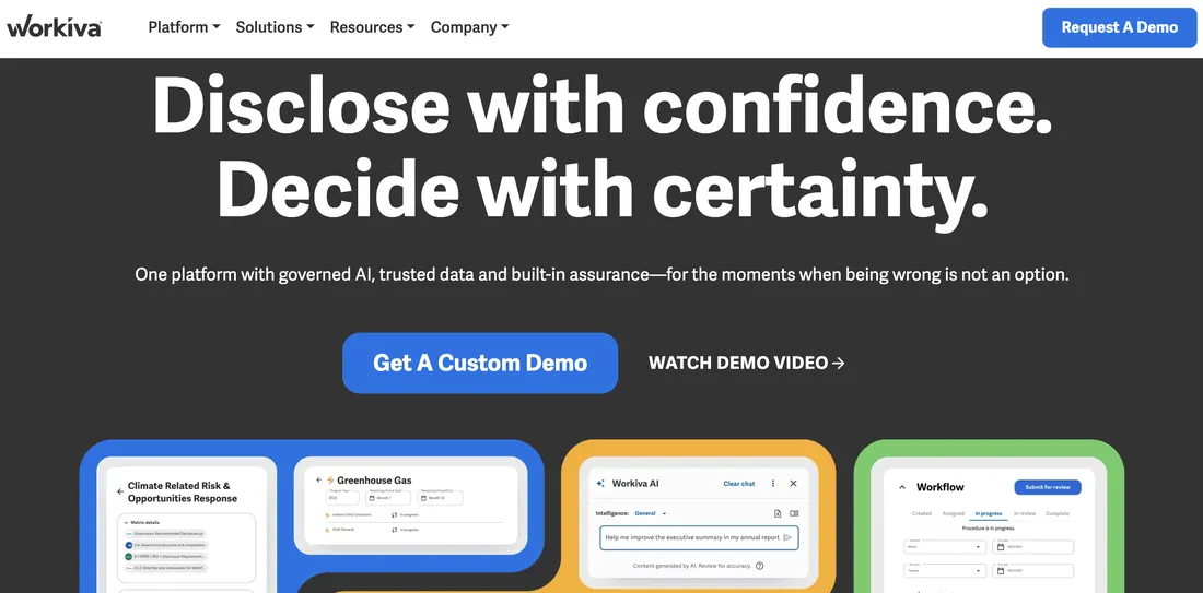 Workiva Carbon carbon reporting software — platform home page